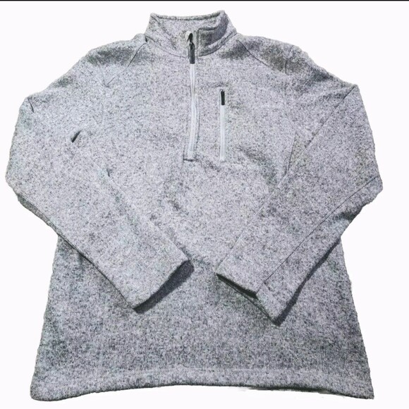 Woolrich Better Sweater 1/4 Zip Mens L Heather Gray Pullover Zip Pocket - Picture 1 of 11